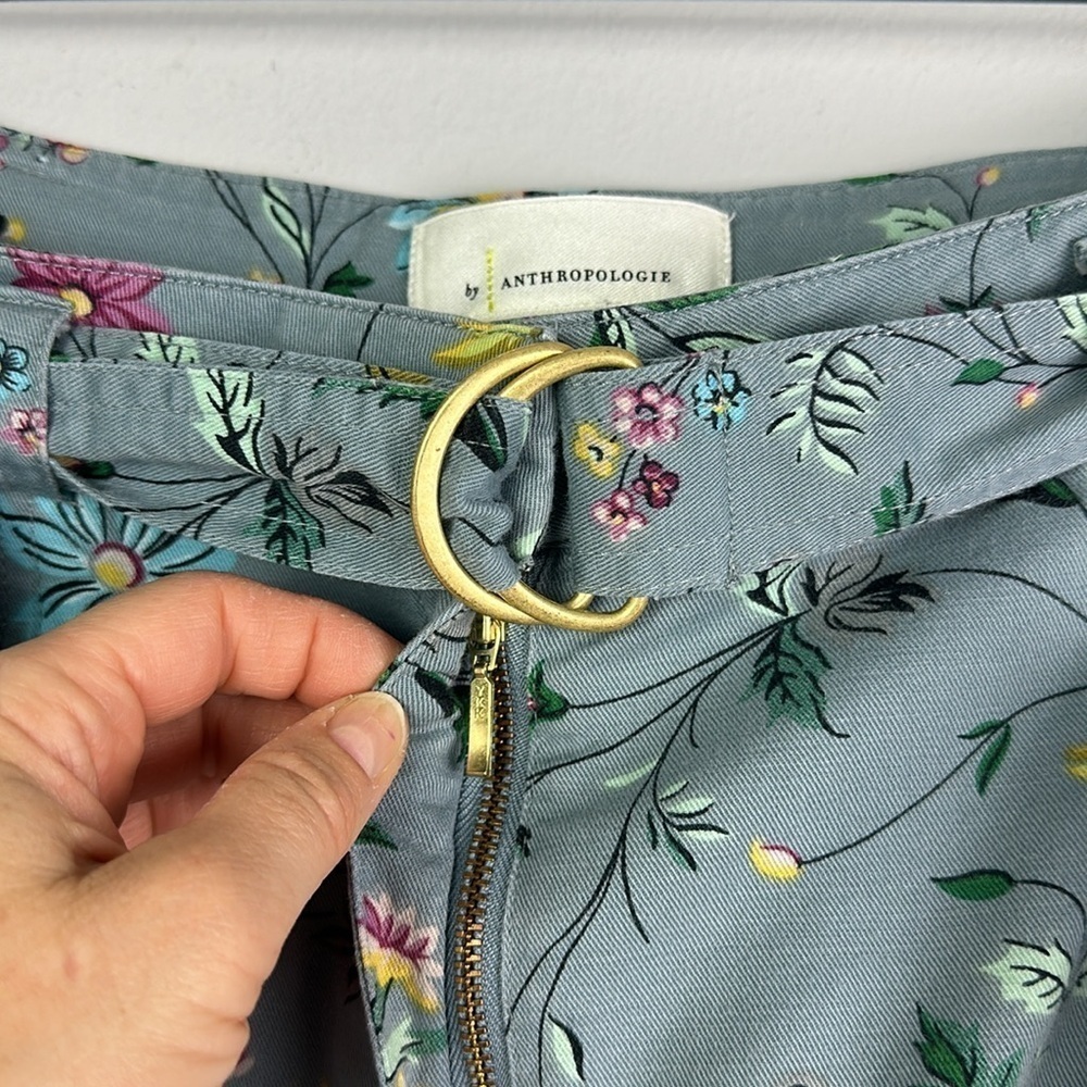 Anthropologie Victoria Floral Cargo Pants Size 8 High Waisted Belted Relaxed Fit - Picture 8 of 16